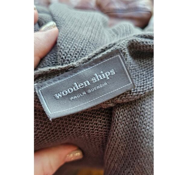 Wooden Ships Open Poncho Kimono Cardigan Sweater Women Size S/M Gray Knit Drapey - Picture 5 of 6
